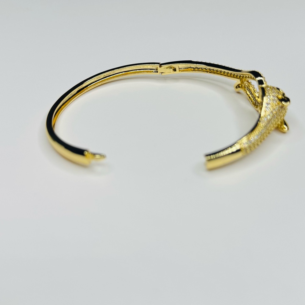 Elegant Gold Panther Bracelet /Bangle w/Simulated Stones - Picture 5 of 5